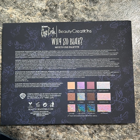 NWT Tim Burton's Corpse Bride x Beauty Creations"Why So Blue?" Multi-Use Palette - Picture 6 of 9